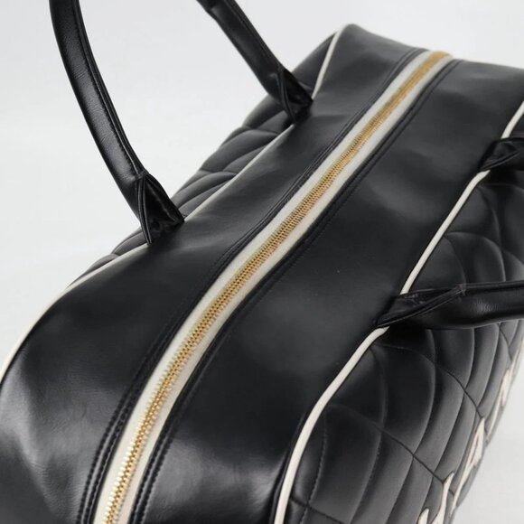 CHANEL Matelasse Boston Bag Calf Skin Black CC Auth 127925V - Picture 7 of 15